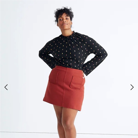 MADEWELL Museum Patch Pocket Mini Skirt Faded Rust Wool Blend Size 14 - Picture 1 of 12